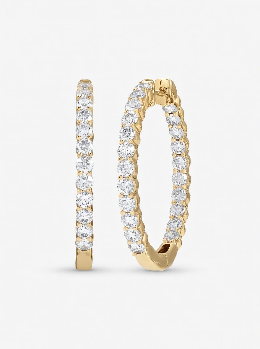 Aria diamant hoop øredobber i gult gull