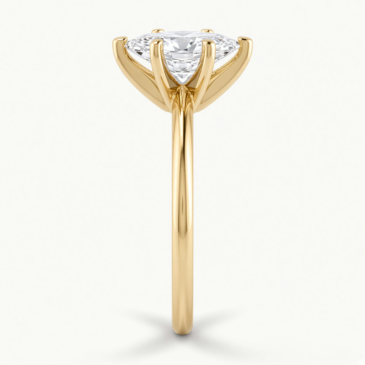 Colette solitaire forlovelsesring med marquise diamant i gult gull, profil