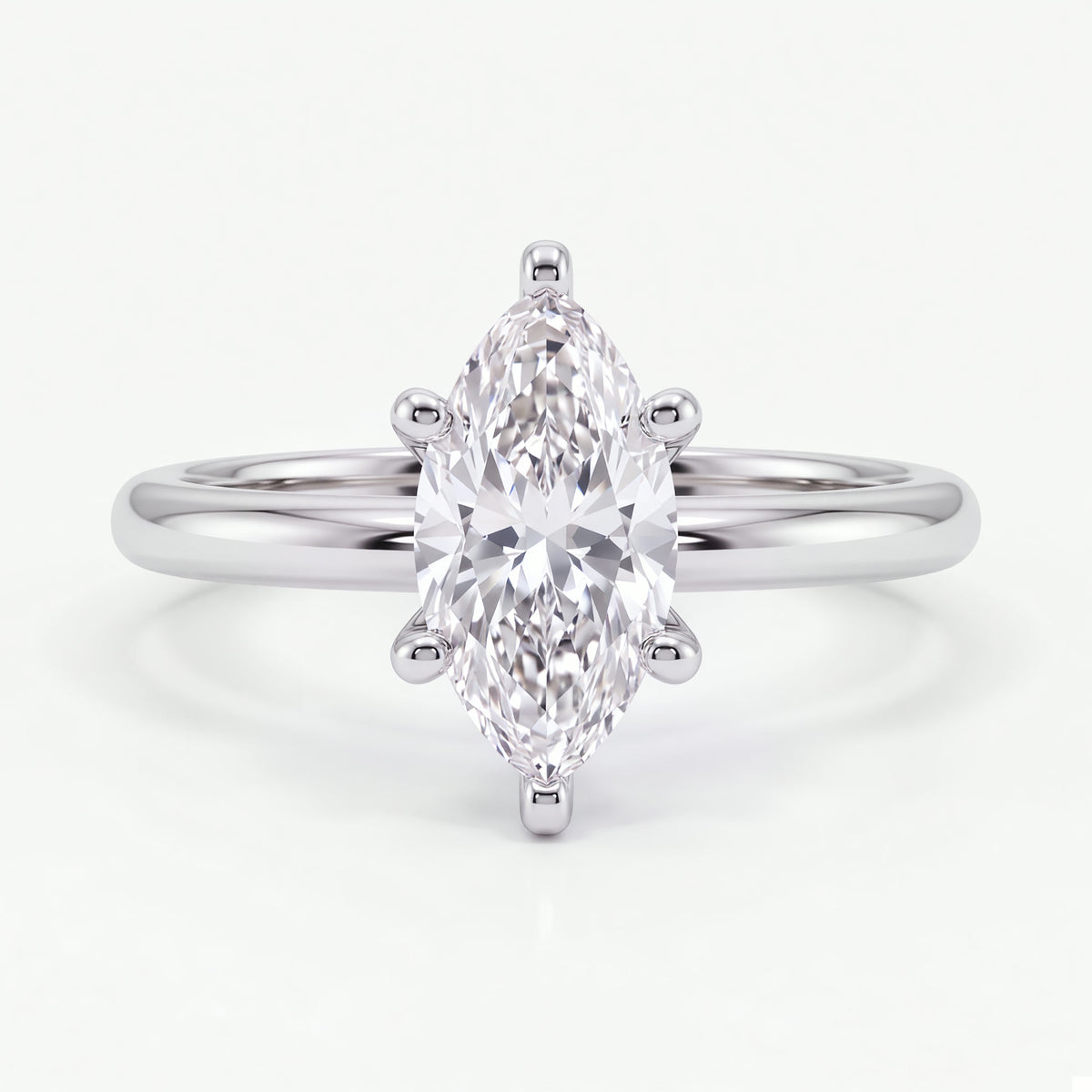 Colette solitaire forlovelsesring med marquise diamant i hvitt gull