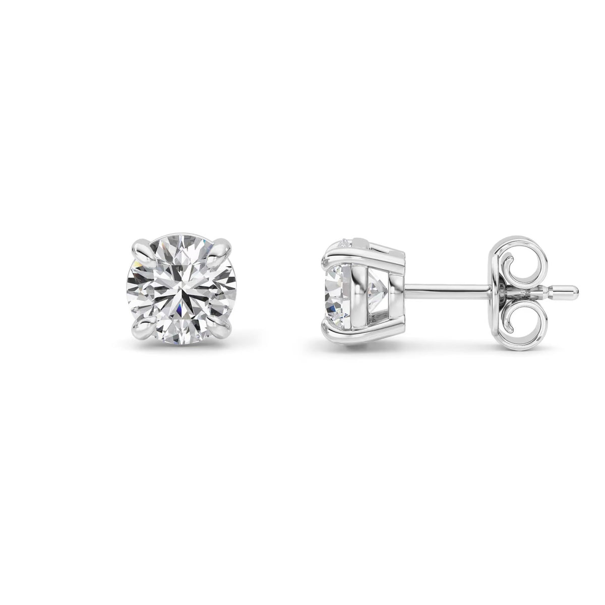 Estelle diamant stud øredobber i hvitt gull, par sett forfra og fra siden