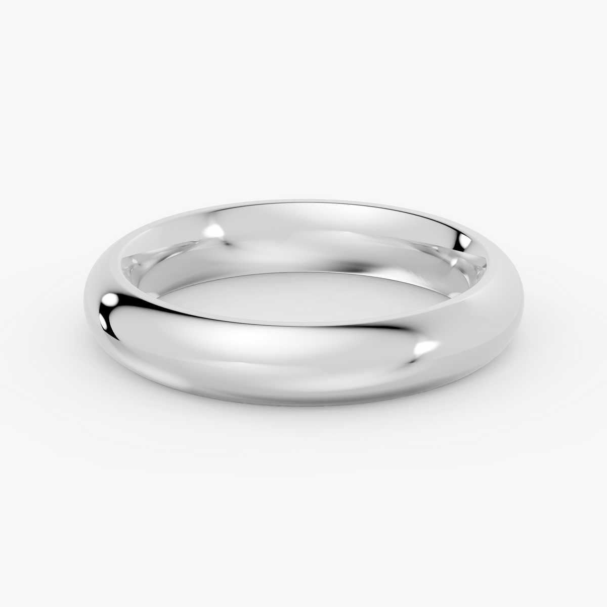Ask rund komfort giftering 4 mm i hvitt gull, liggende