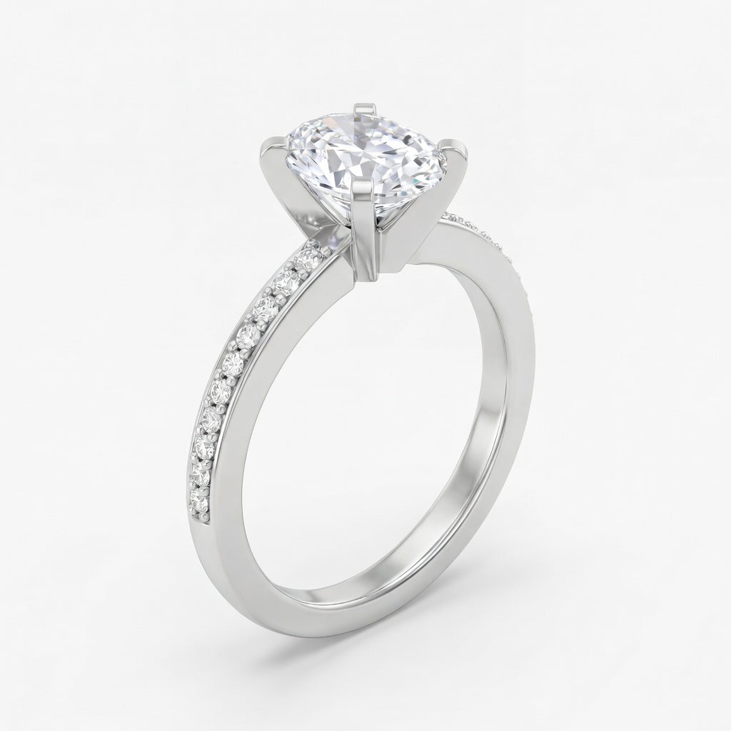 Seraphine pavé forlovelsesring med oval diamant i hvitt gull