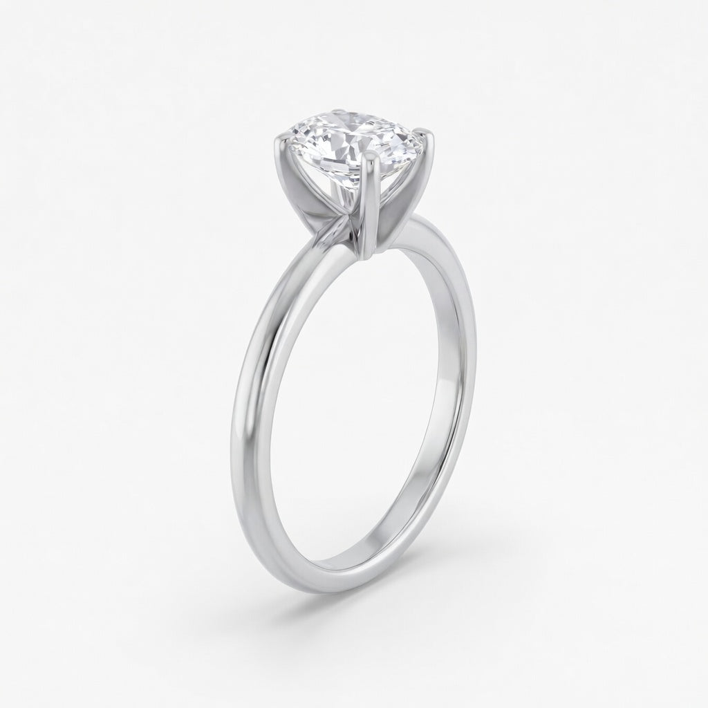 Aurora solitaire forlovelsesring med oval diamant i hvitt gull