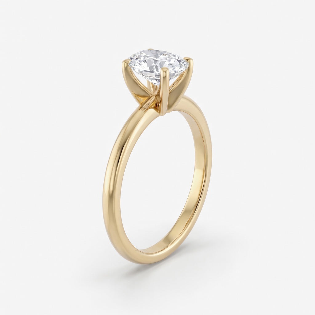 Aurora solitaire forlovelsesring med oval diamant i gult gull