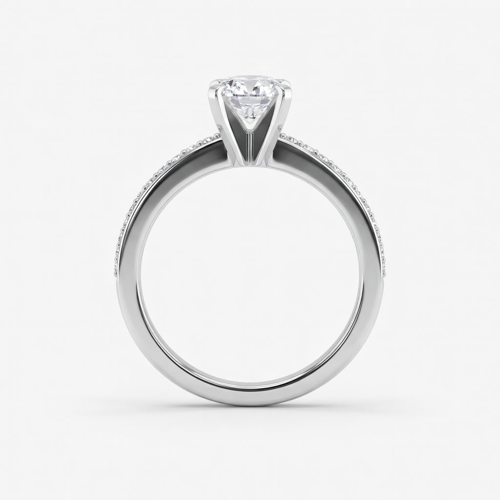 Seraphine pavé forlovelsesring med oval diamant i hvitt gull