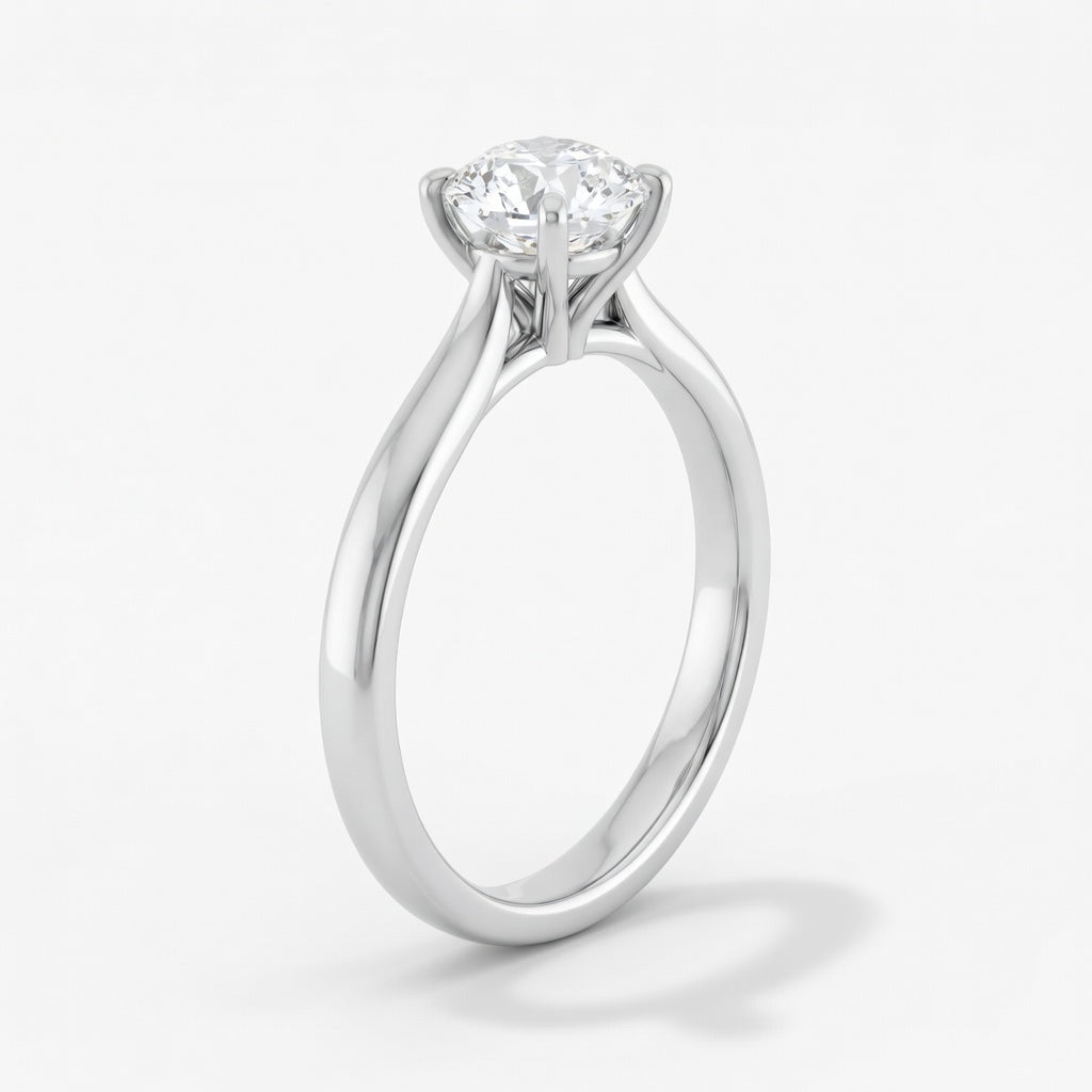 Celestine solitaire forlovelsesring med rund briljant i hvitt gull