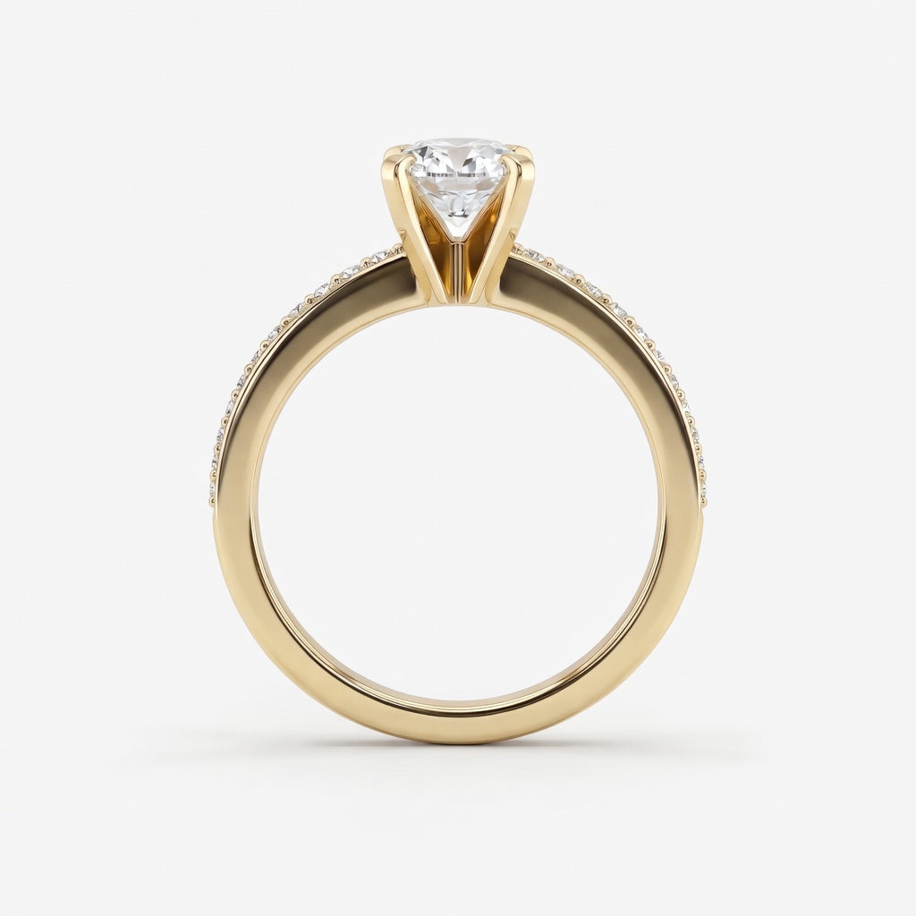 Seraphine pavé forlovelsesring med oval diamant i gult gull