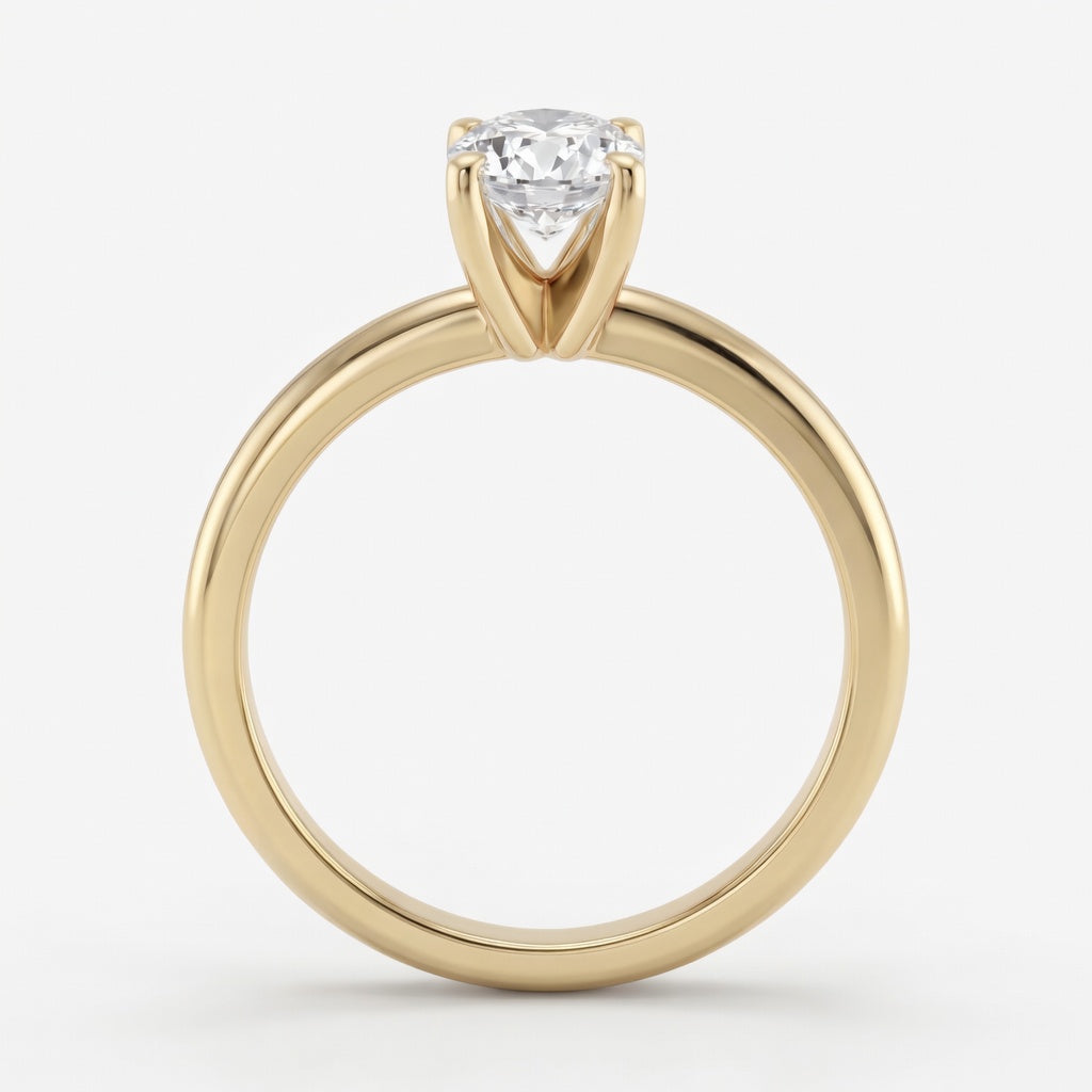 Aurora solitaire forlovelsesring med oval diamant i gult gull