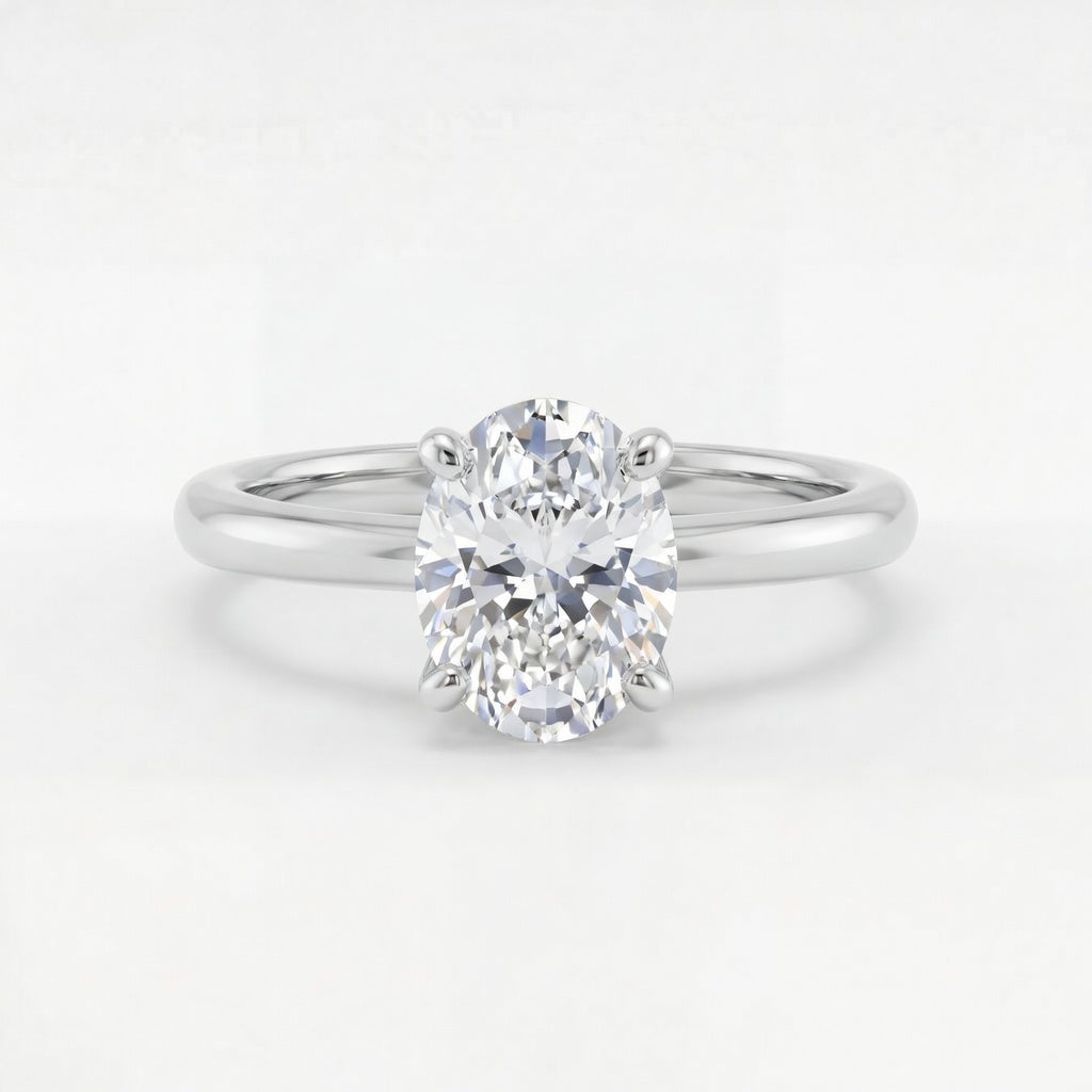 Aurora solitaire forlovelsesring med oval diamant i hvitt gull