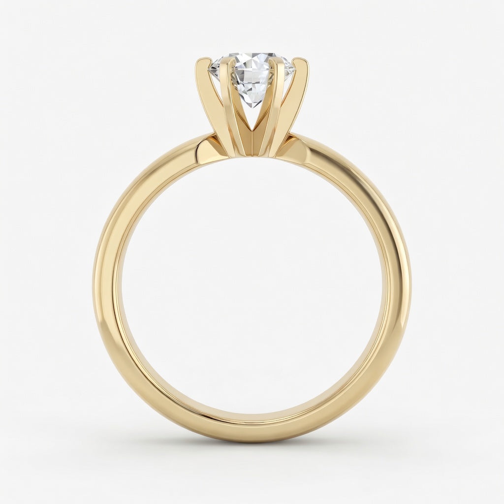 Vivienne klassisk forlovelsesring med rund briljant i gult gull