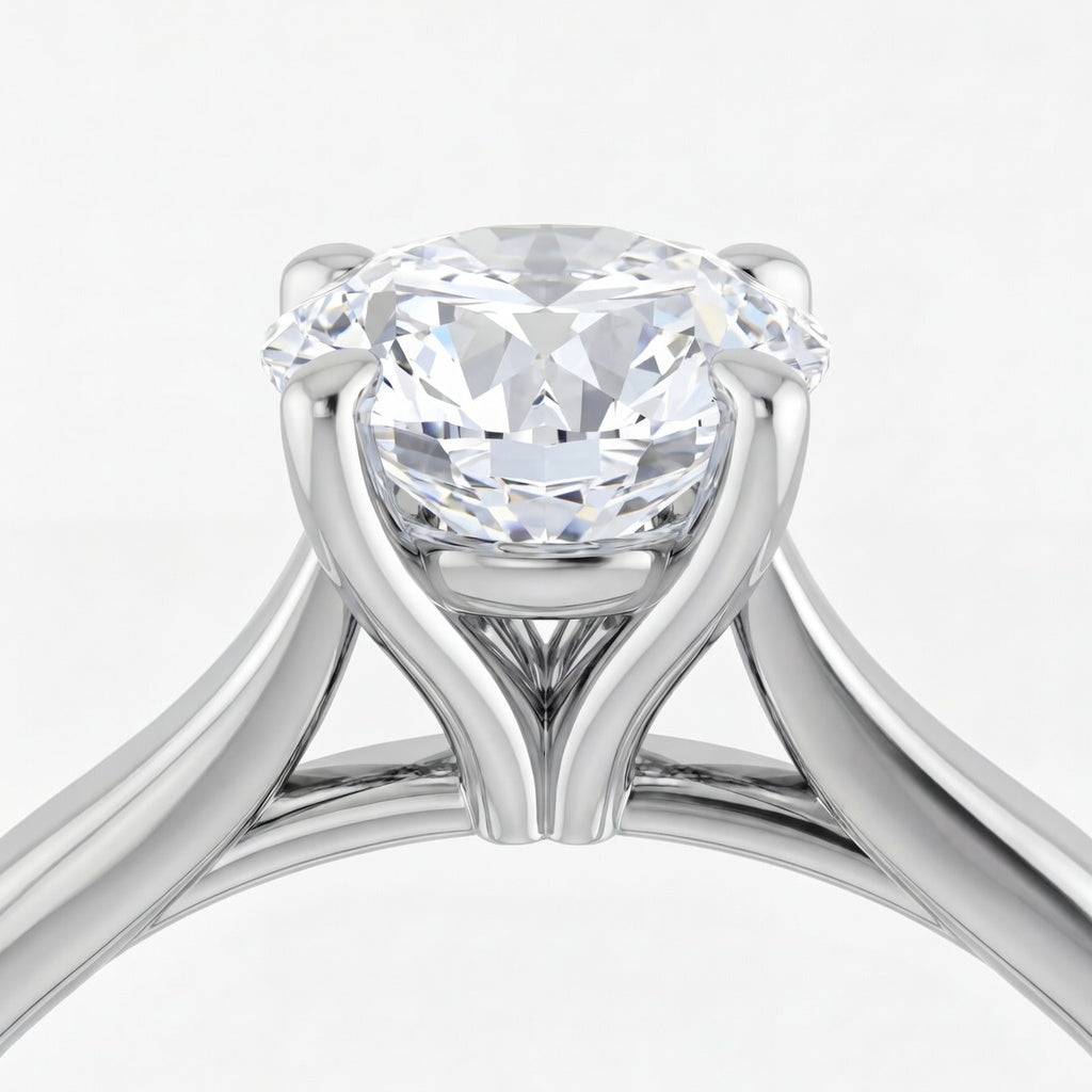 Celestine solitaire forlovelsesring med rund briljant i hvitt gull