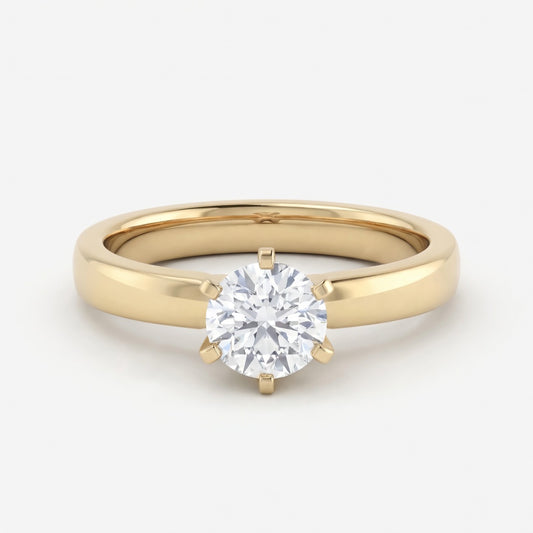 Vivienne klassisk forlovelsesring med rund briljant i gult gull