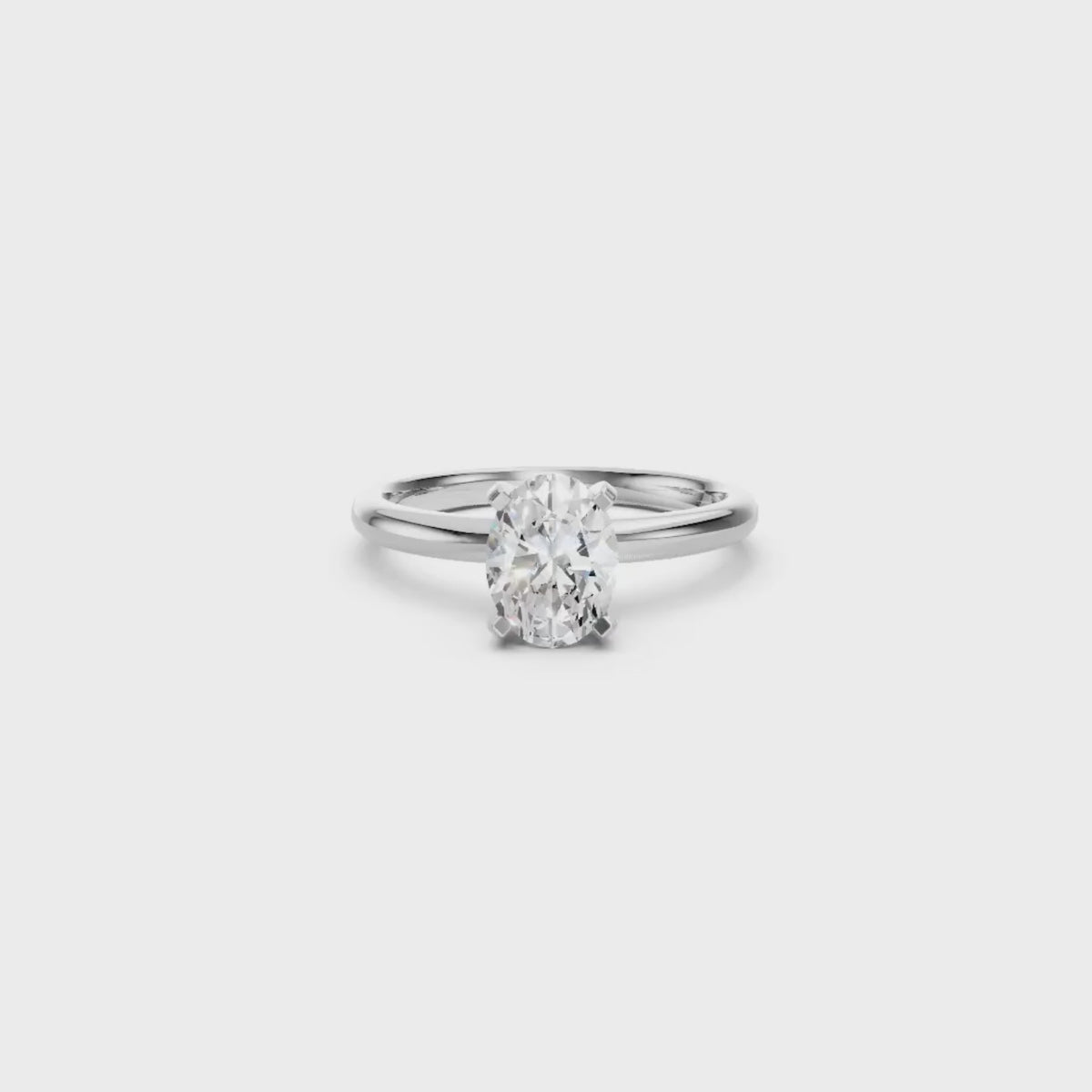 Aurora solitaire forlovelsesring med oval diamant i hvitt gull