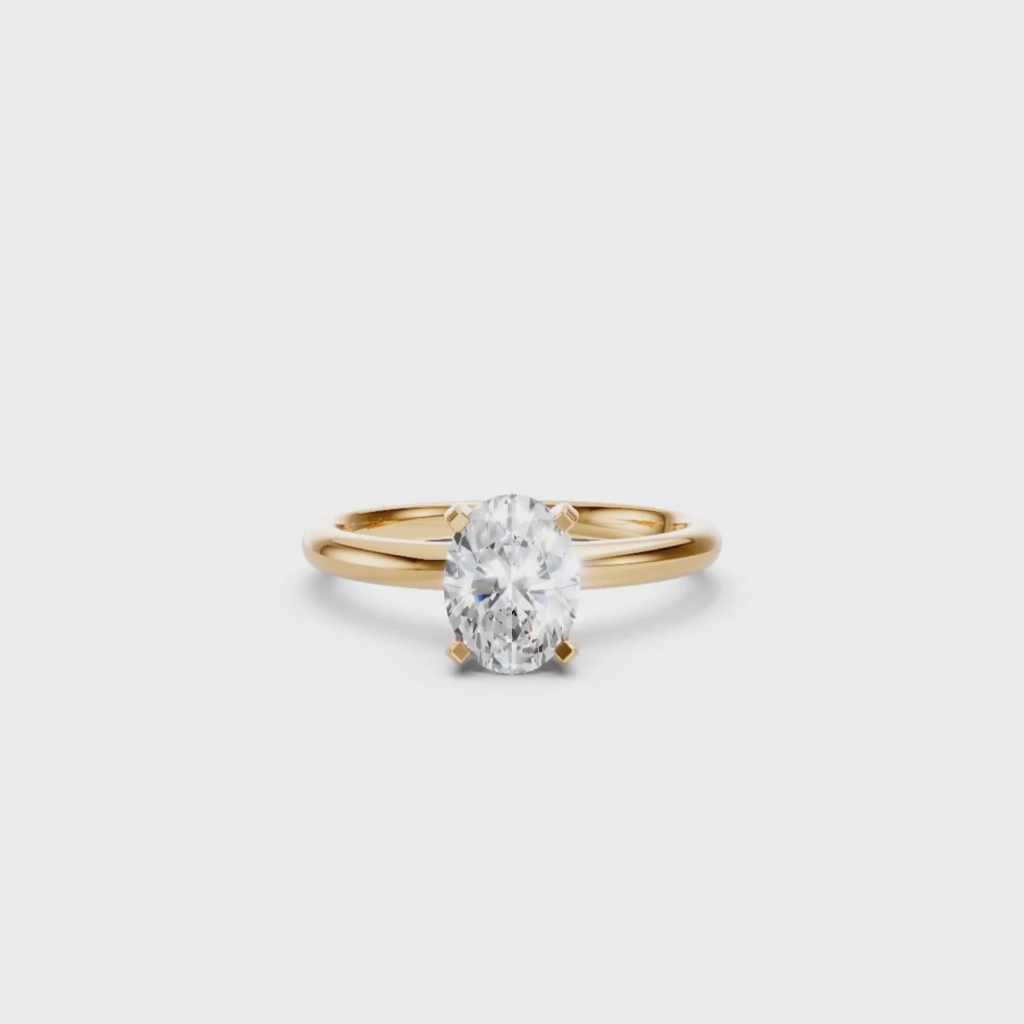 Aurora solitaire forlovelsesring med oval diamant i gult gull